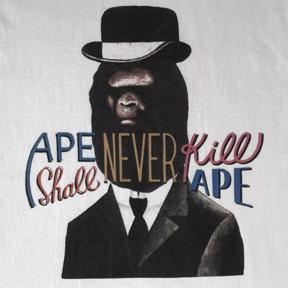 M BLACK A Bathing Ape BAPE 20th anniversary Motofumi colab T Shirt. Beyond Rare
